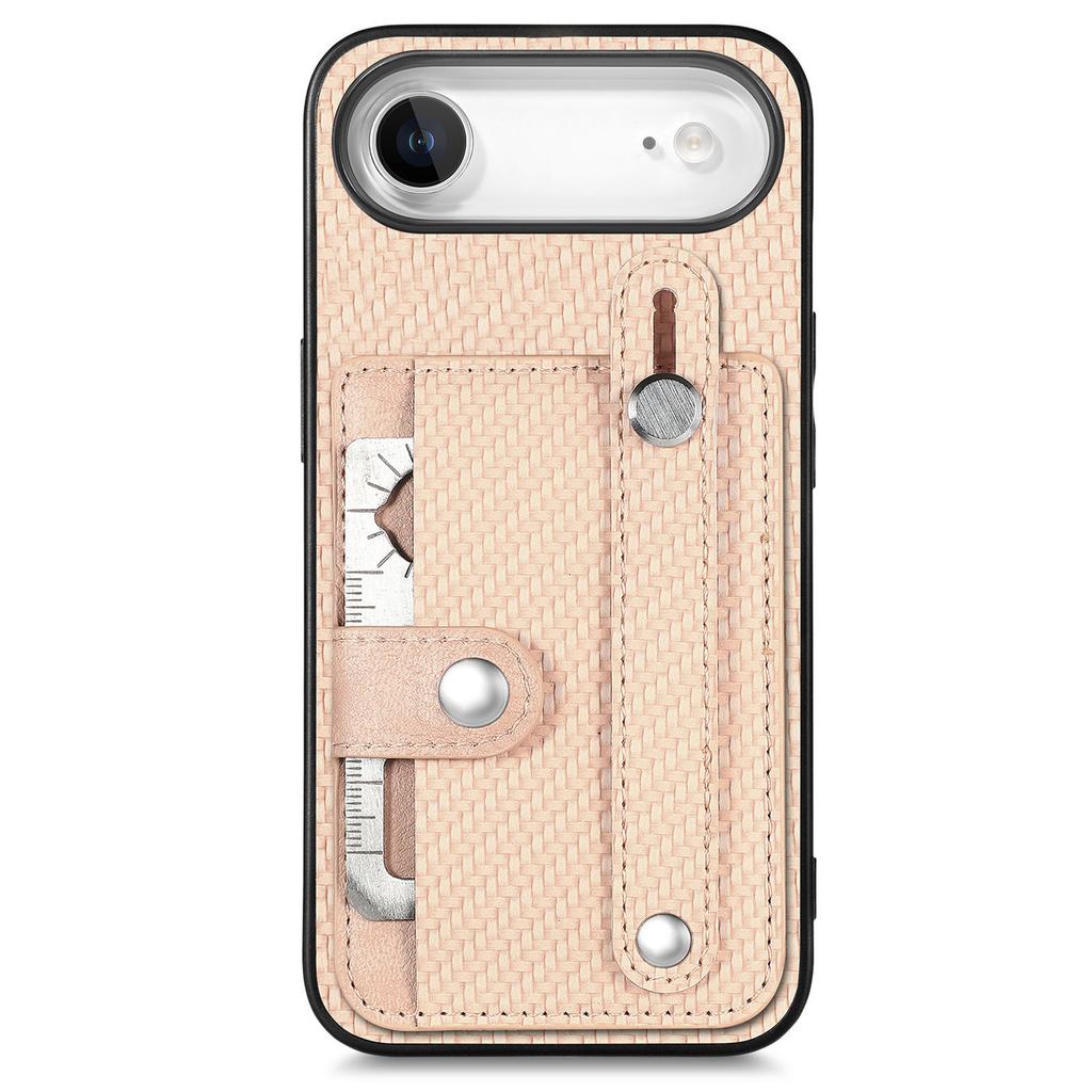 For iPhone Air Case Carbon Fiber Texture Leather Phone Back Cover with Card Holder