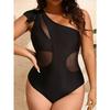 2025 одно плечо плюс размер купальники женские сплошные пухлые пышные цельный купальник пляжный женский большой купальный костюм