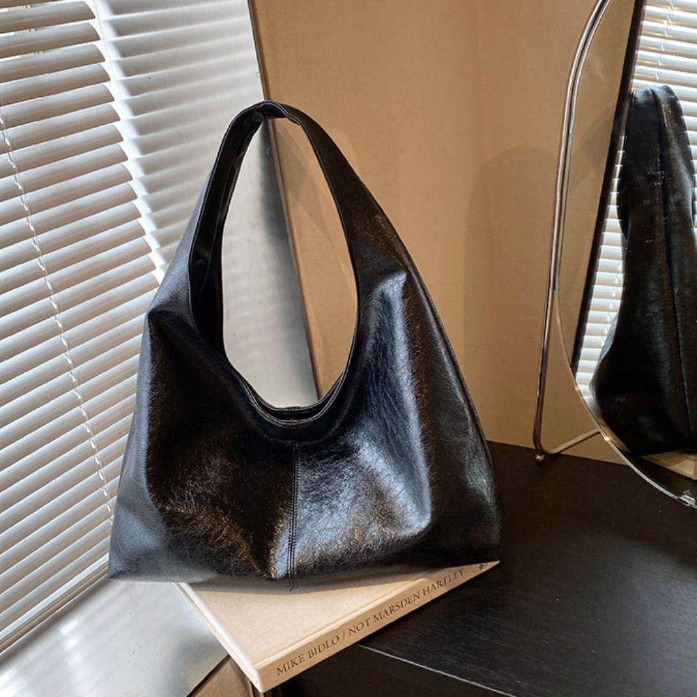 Tote Bag Retro PU Tote Bag Korean Style Underarm Packs Sweet Large Capacity Handbag Office Worker
