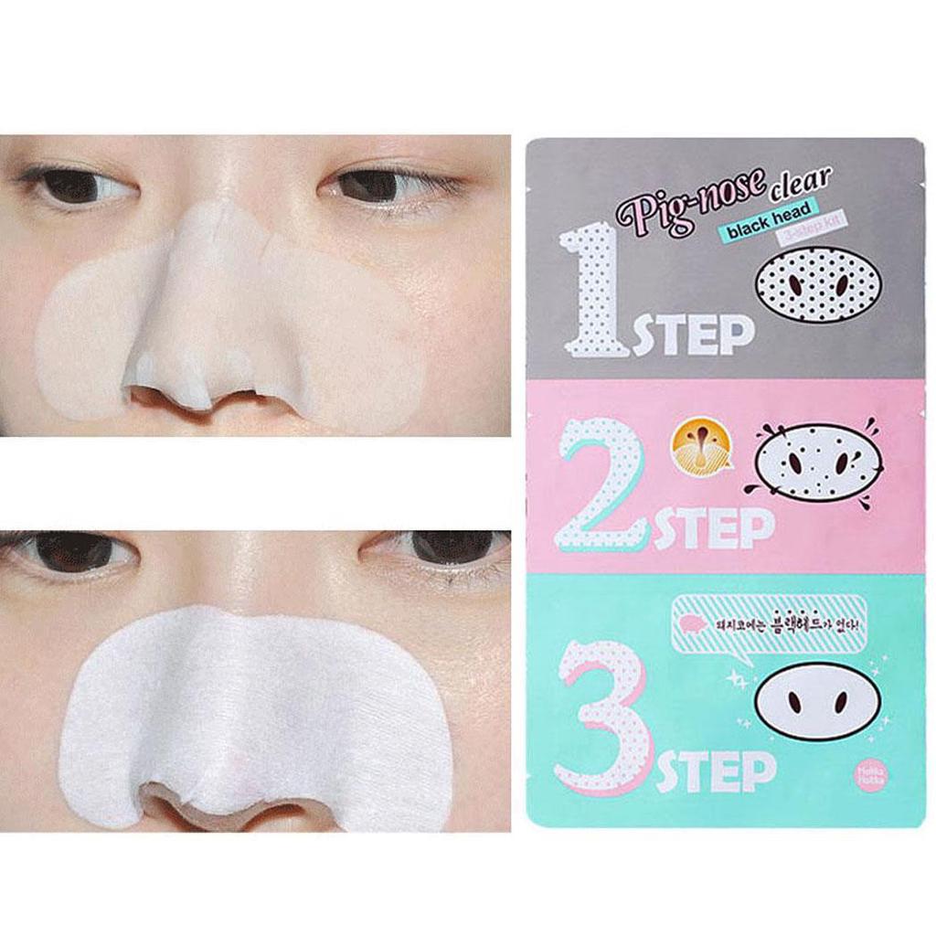 Модный уход за кожей лица, массаж головы, очистка черных точек, удаление свиного носа, маска от прыщей, наклейки, 3-шаговый комплект, черный
