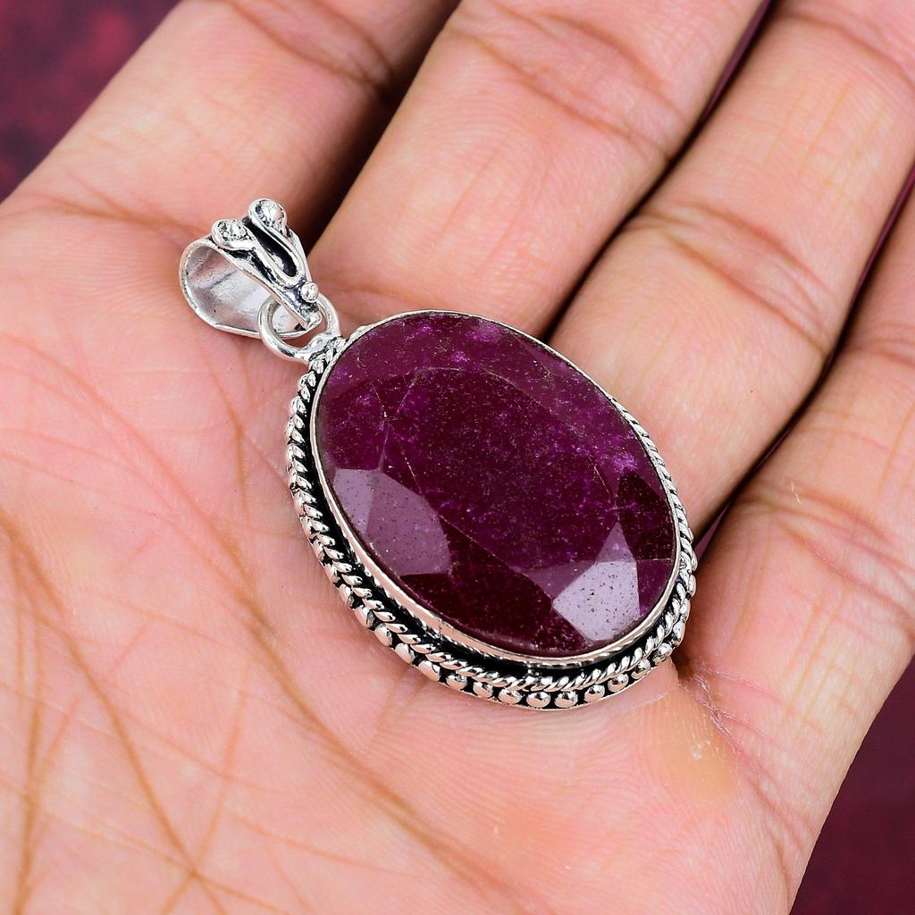 Ювелирные изделия с подвеской из рубина и зоизита, подвеска ручной работы из стерлингового серебра 925 пробы, ювелирные изделия новейшего дизайна