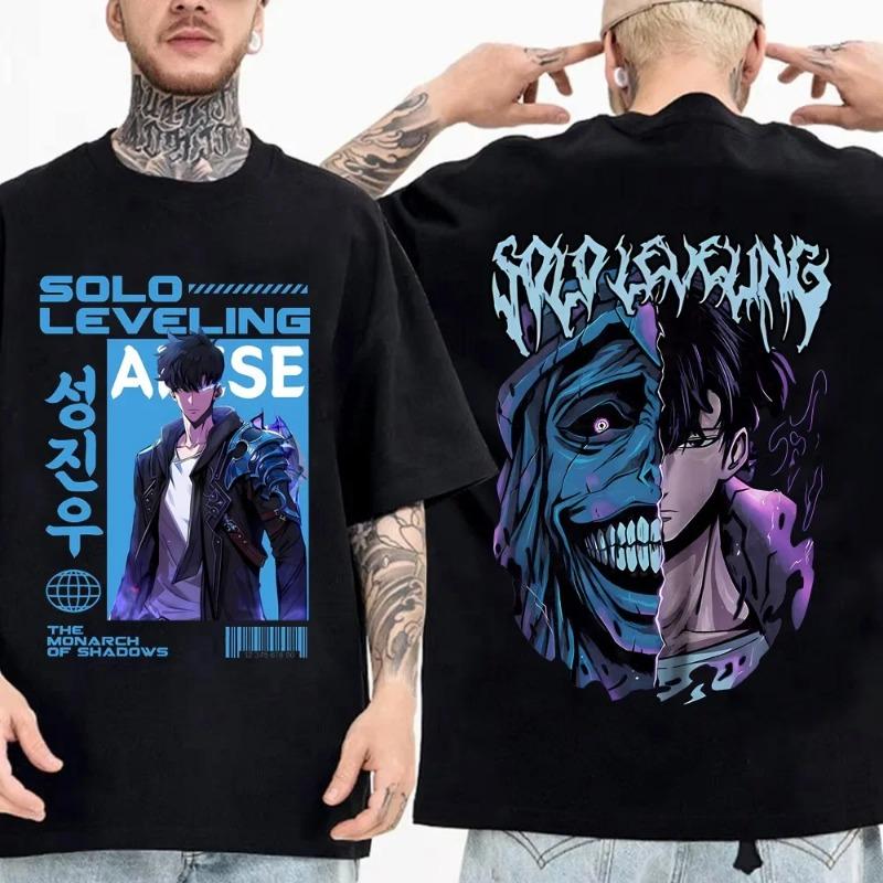 Мужская одежда 3D-принт Корейские комиксы Solo Leveling Круглый вырез Y2k Тренд Футболка Досуг и Лето Уличная С коротким рукавом Мото