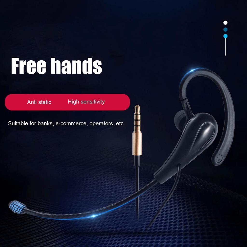 Call Center Wired Earhook Single Side Customer Service Headphones with Microphone for Mobile Telemarketing Headset, 3.5mm Laptop, Phone,