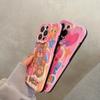 Ins Oil Painting Graffiti Bear Rabbit Case For Iphone 13 11 14 12 Pro Max 14 Plus Soft Imd Water Ripple Back Cover