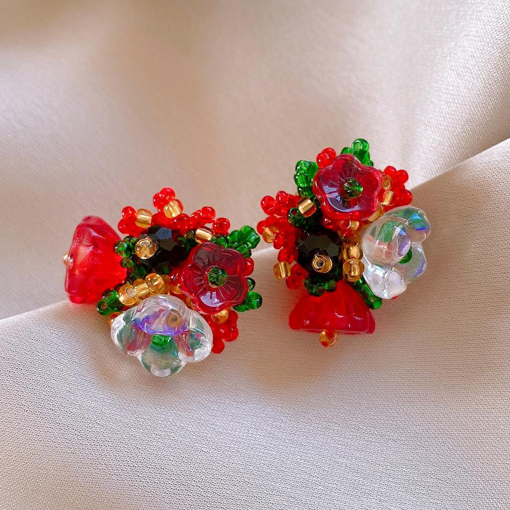 Silver Needle Monet Garden Drip Earrings French Court Style Exquisite Stud Earrings Design Sense Niche Light Luxury Earrings