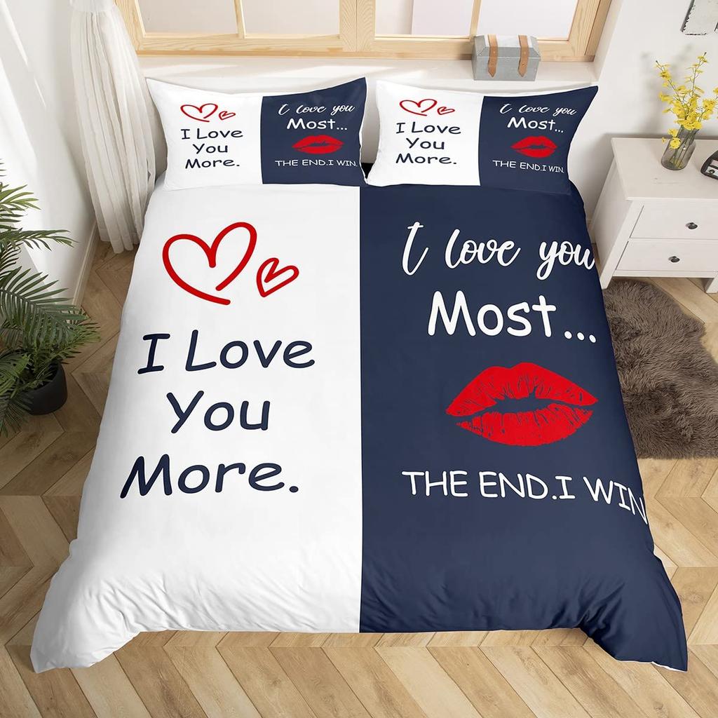 Комплект пододеяльника на День святого Валентина размера кинг, Постельное белье с красным грузовиком, сердцем и деревом, Пододеяльник с розовыми цветами и прицепом, Романтические подарки