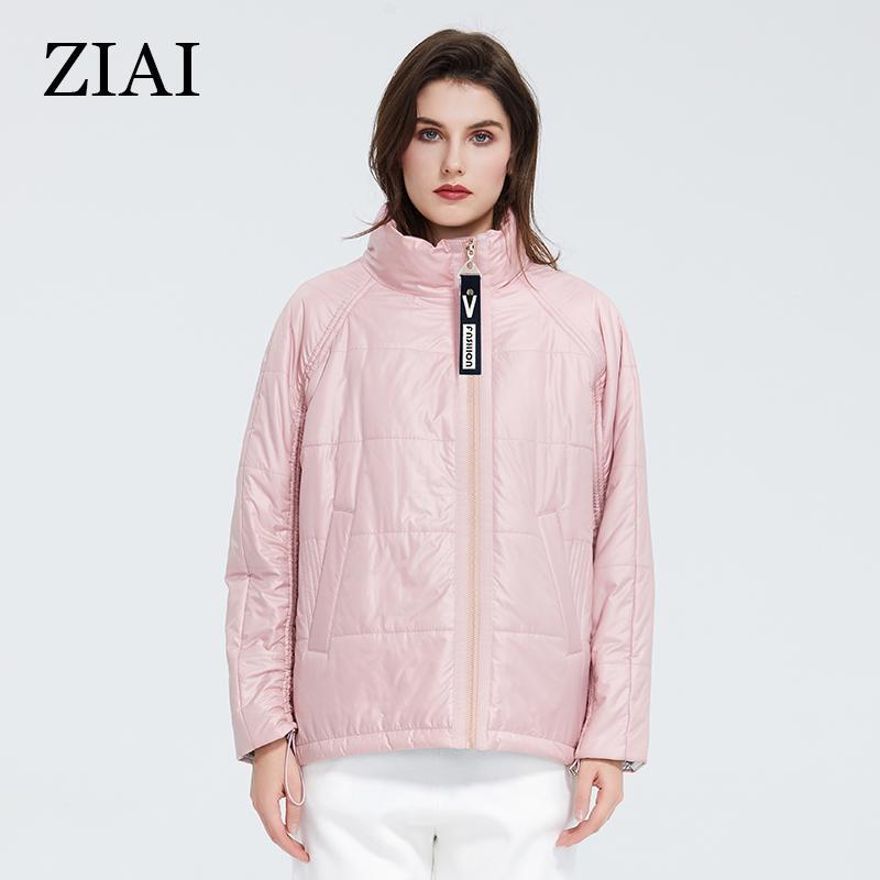 ziai Весенняя женская куртка, короткое теплое тонкое хлопковое пальто ярких цветов с воротником-стойкой, модная верхняя одежда