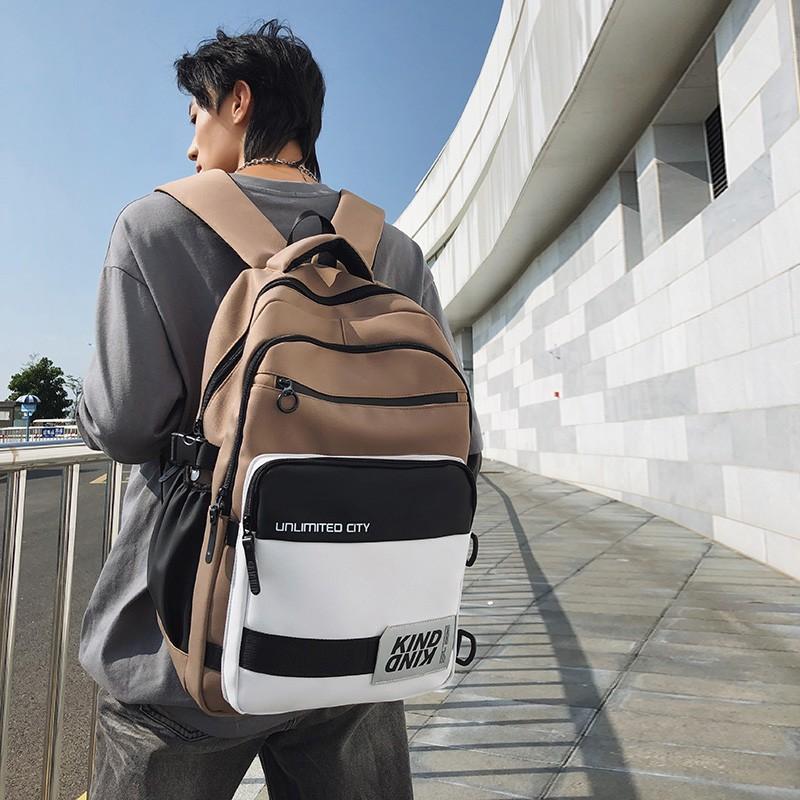 Мужской рюкзак большой вместимости для учеников младших классов средней школы, школьная сумка, женский рюкзак с цветными блоками