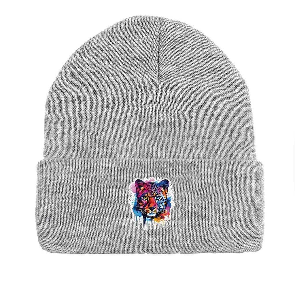 Leopard Warm Knitted Cap Beanie, Animal Man Cap Stretchy Warm Stylish Bonnet Knit Hat Beanie