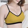 Хлопковый мягкий бюстгальтер со сборками из неметаллической ленты с впитывающим пот и дышащим однотонным жилетом на подтяжках большого размера для женщин