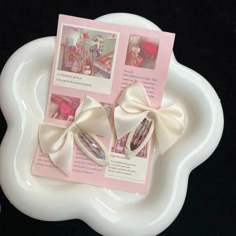 2 шт. новые милые принцессы, черно-белые атласные заколки для волос с бантом для девочек, детские головные уборы, заколки для волос, заколки, аксессуары для волос