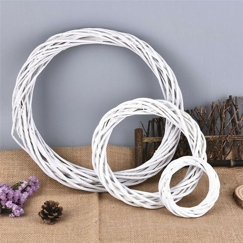 Rattan Wicker Christmas White Wreath Vine Ring Xmas Hanging Garland DIY Decor