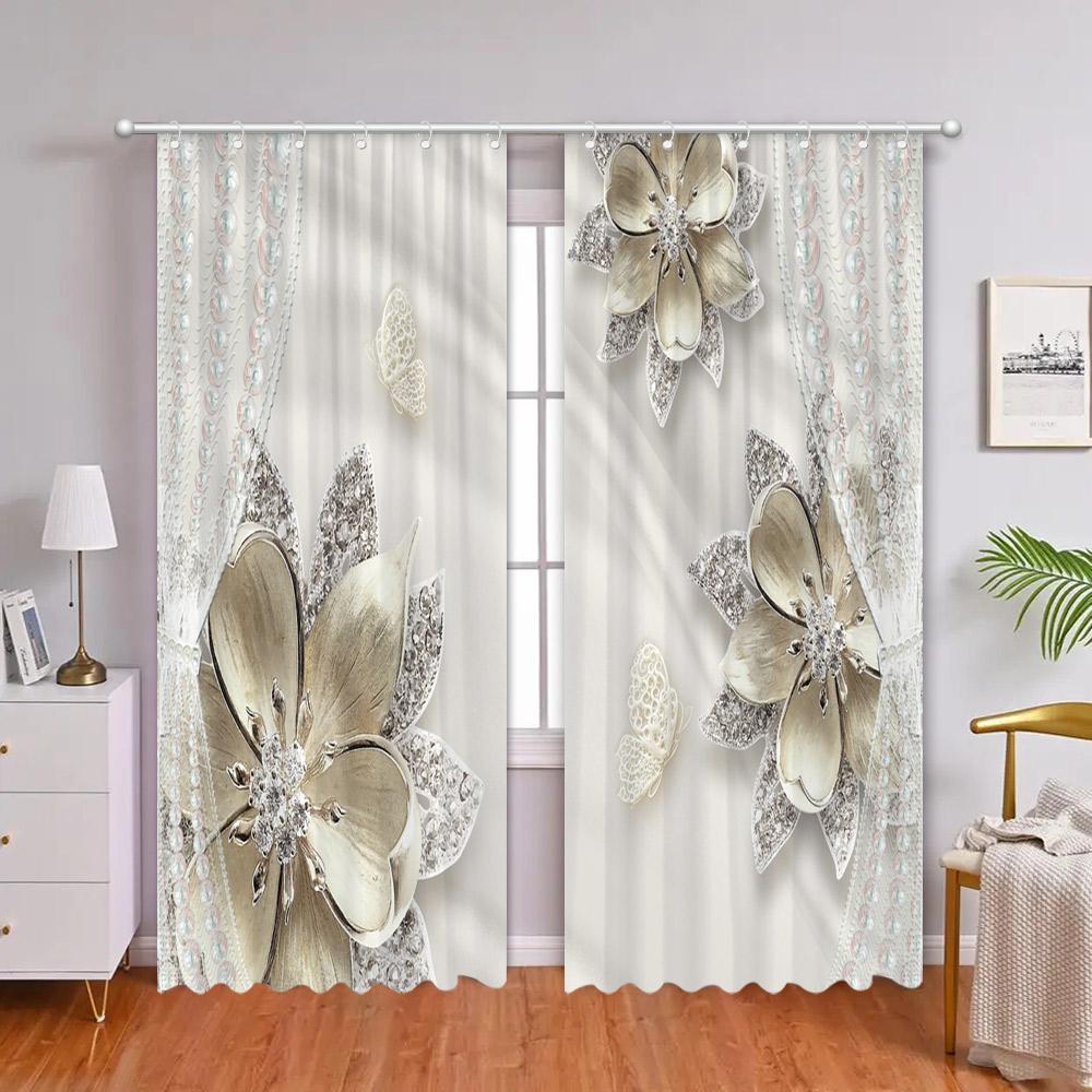 Красивый цветочный ламбрекен Шторы с 3D-печатью Гостиная Спальня Декоративная фоновая ткань Занавеска для ванной комнаты с крючками
