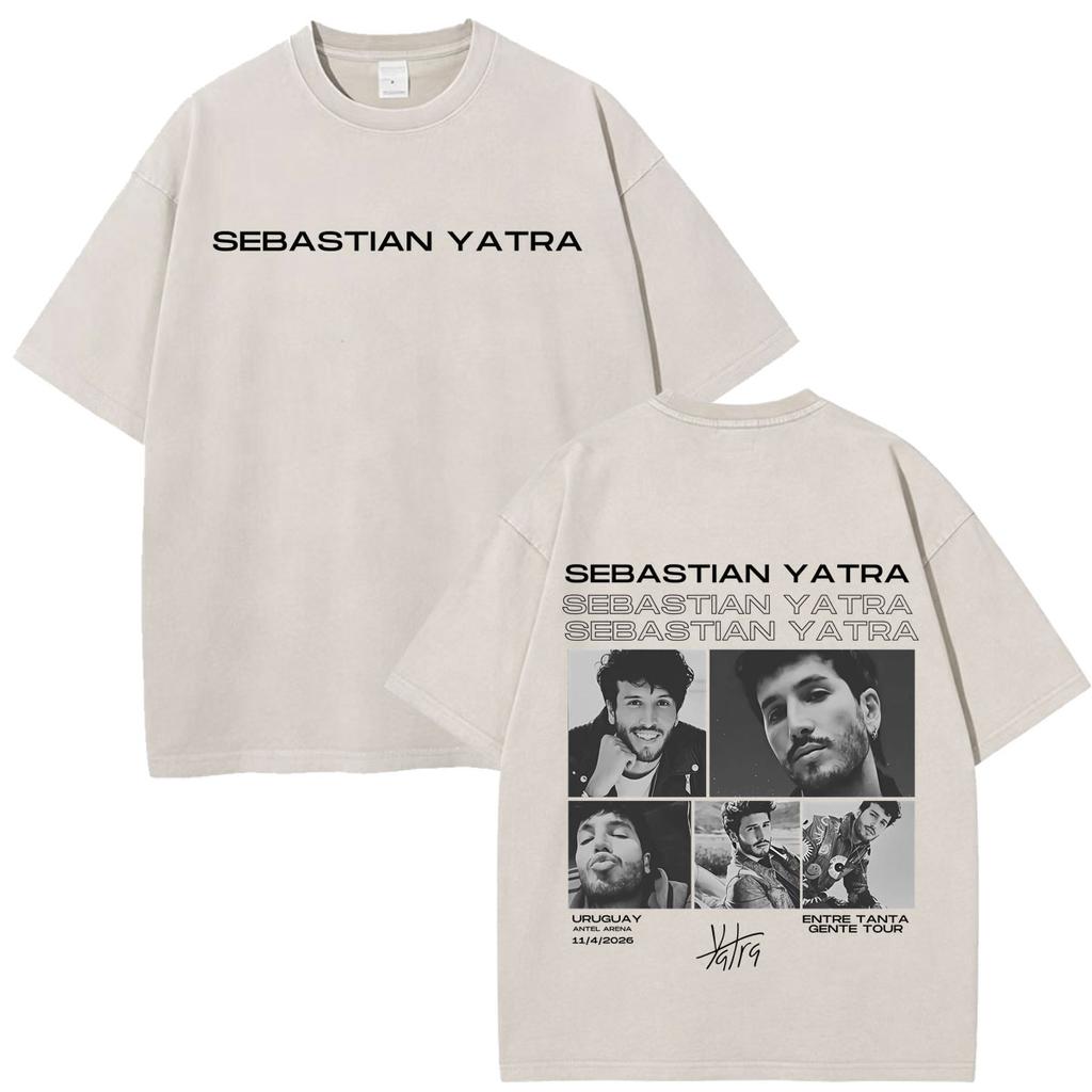 Vintage Washed Tees Singer SEBASTIAN YATRA Album Tour Graphic Tshirt Men Women Hiphop Tshirts  Cotton Fashion Casual Tshirts