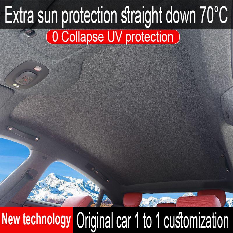 For Volvo XC90 2016~2026 25 MK2 Car Panoramic Sunroof Insulation Roof Visor Electrostatic Adsorption Suede Fabric Sun Protection
