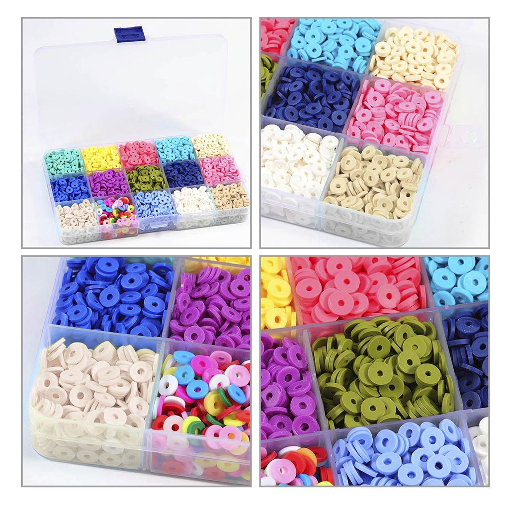 36000 шт. плоские круглые бусины-разделители из полимерной глины для изготовления ювелирных изделий, браслетов, ожерелья, сережек, фурнитура «сделай сам», ремесло с пластиковой коробкой для хранения