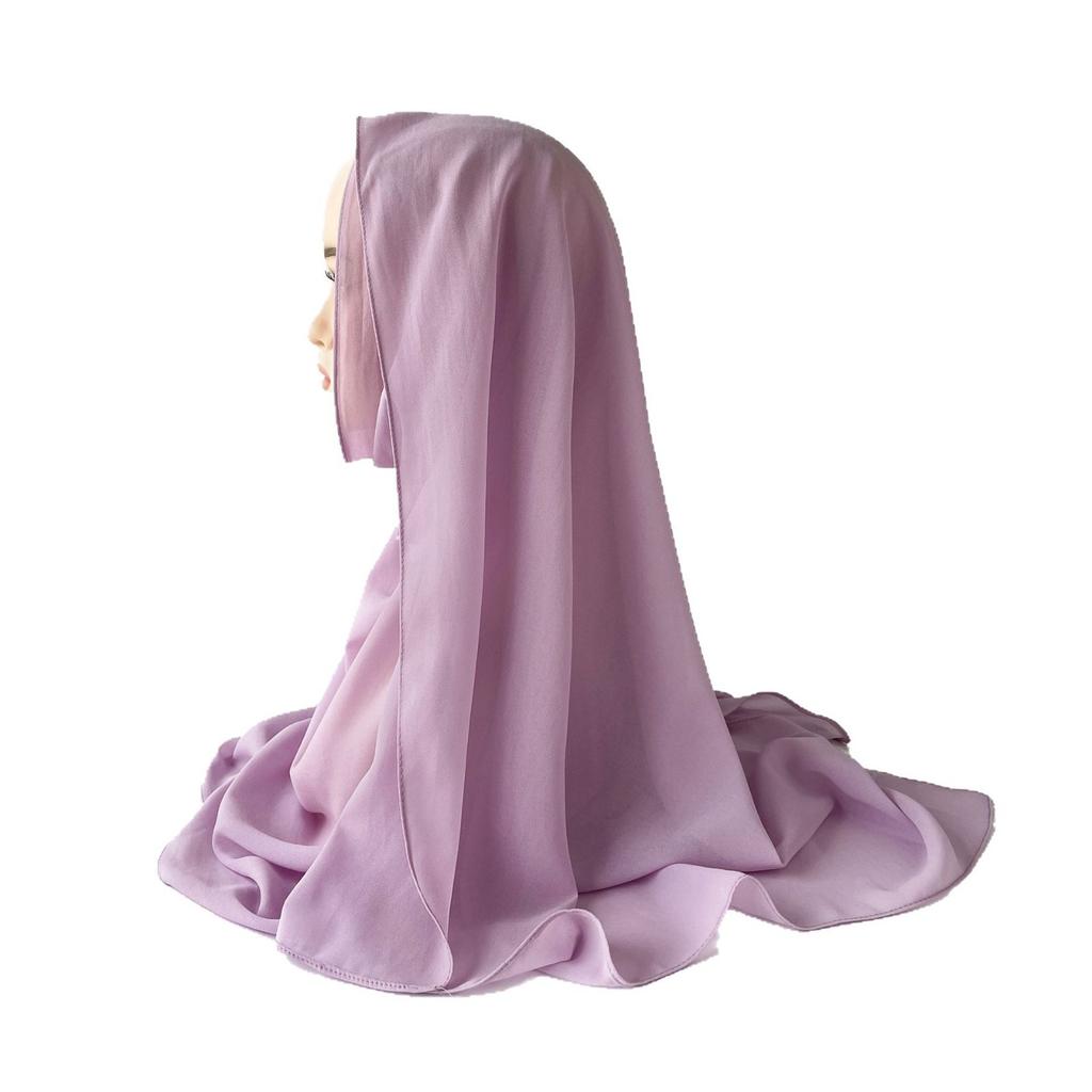 Малазийский однотонный этнический стиль атласный длинный шарф монохромный жемчужный шифоновый платок