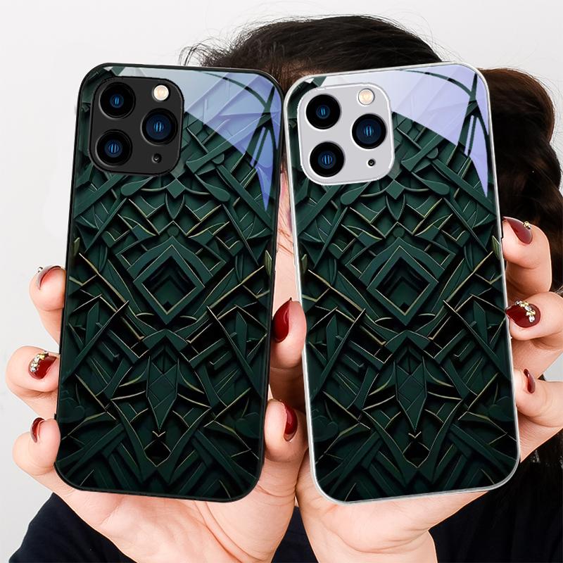 Honeycomb filter bronze purple For Iphone 16 Plus 15 14 13 12 Mini 11 Pro Max X XS XR 7 8 Plus 2022 Tempered Glass Phone Case