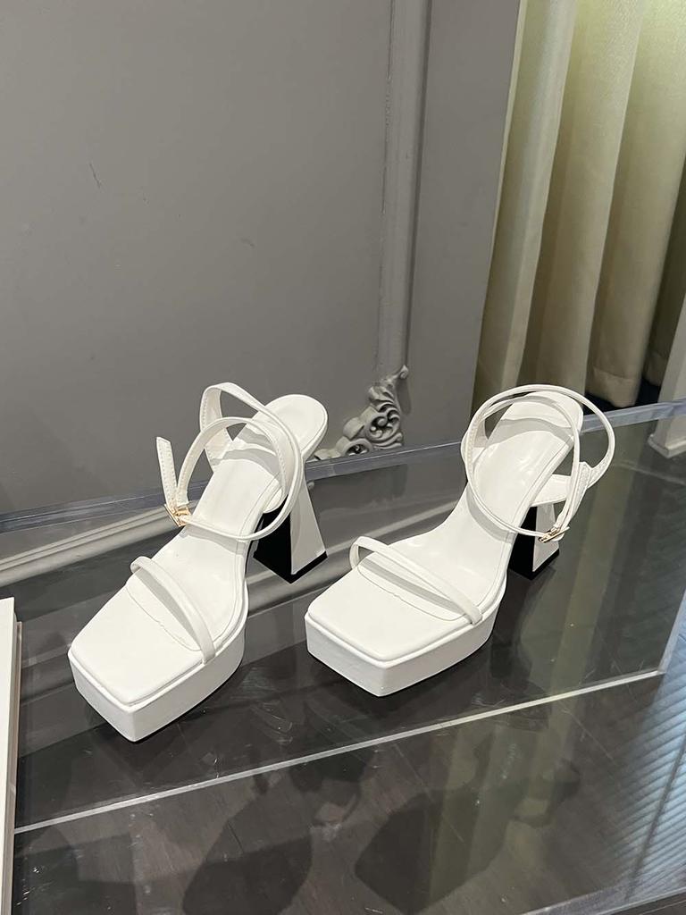 Модные туфли на платформе для женщин. Босоножки с квадратным открытым носком. Летние туфли. Туфли на толстом каблуке. Босоножки для вечеринок и свадеб. Шлепанцы. Туфли-мюли. 39