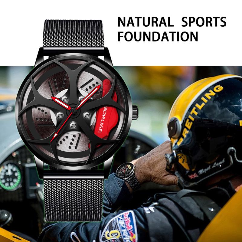 Модные мужские часы для бизнеса, контурные часы, мужские часы с сетчатым ремешком из нержавеющей стали, кварцевые часы, спортивные часы