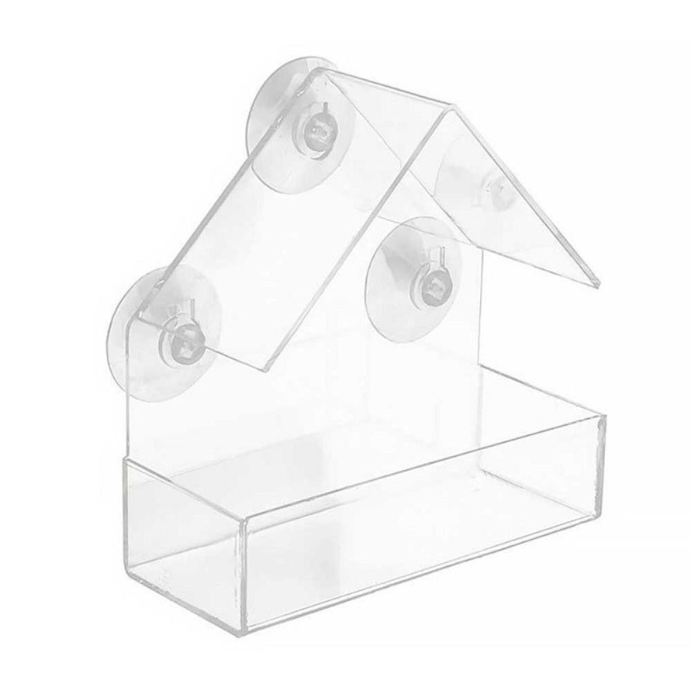 Suction Cups Window Bird Feeder Dual Seed Tray Clear Bird Feeder Bird Feeding Bowl Bird Viewing