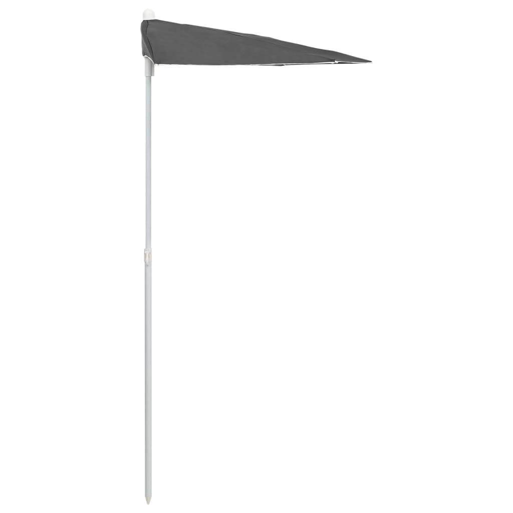 Semi Circular Sun Umbrella with Pole 180 x 90 cm Anthracite