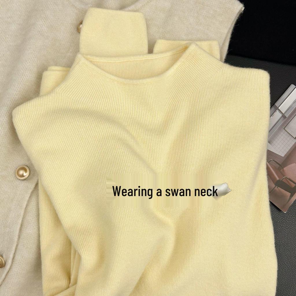 Korean Style Women's Lemon Yellow Soft Sweater - Autumn/Winter