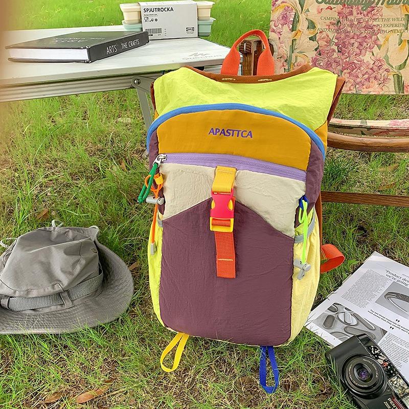 Рюкзак большой вместимости женский для отдыха, спорта на открытом воздухе, альпинизма, модный, текстурный, контрастного цвета, легкий, дорожный