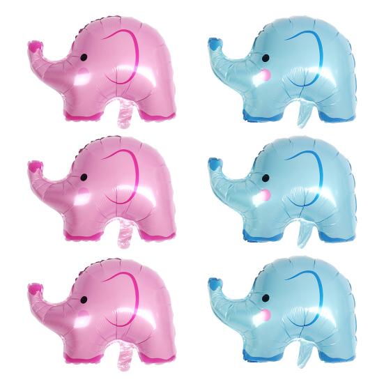 6Pcs Elephant Foil Balloons Inflatable Cartoon Elephant Aluminum Film Balloon Animal Themed Party Supplies for Baby Shower Birthday Party