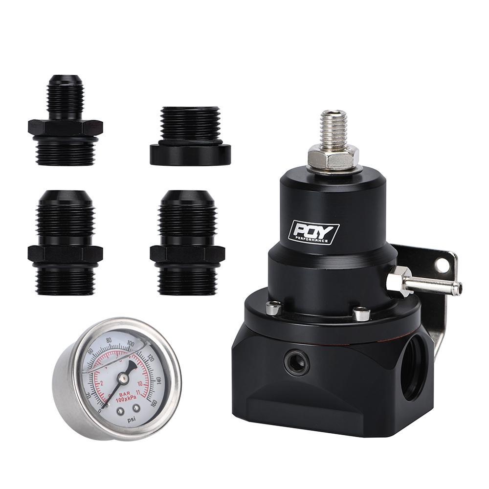 AN10 PQY EFI Fuel Pressure Regulator ( 0-160psi Gauge )-10AN 10/10/6 Inlet & Return Ports For BMW E30 M20 6cy with PQY Sticker