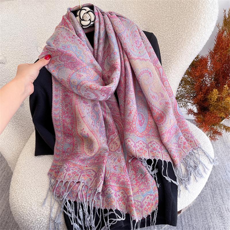 Autumn Bohemian Ethnic Paisley Cashmere Shawls Scarf for Women Warm Jacquard Pashmina Scarves Print Design Lady Foulard Stoles