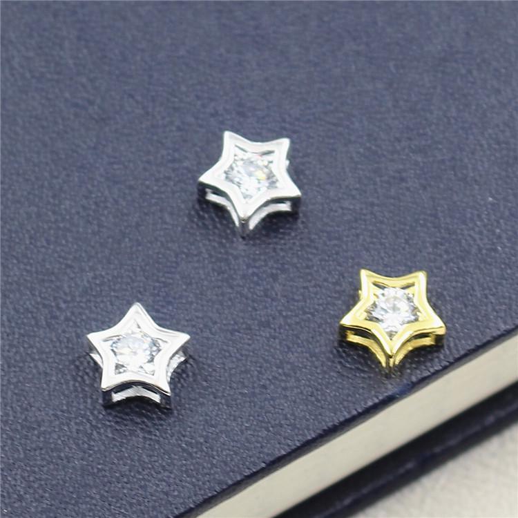 Jiudai Jewelry S925 Стерлинговое Серебро Стразы Звезда Разделительные Бусины для DIY Ручной Работы Браслетов