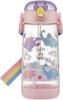 Skater Kids' Clear Water Bottle with Straw, 480ml, One-Touch Silicone, Happy & Smile Rainbow Design, Girl's PDSH5-A