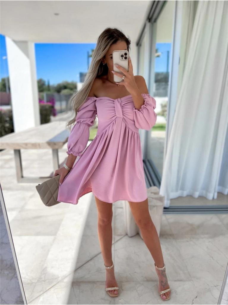 Off Shoulder Solid Color Dress Waist Hugging Elegant Strap Dress for Women Sleeveless Loose Dresses Causal Backless Dress