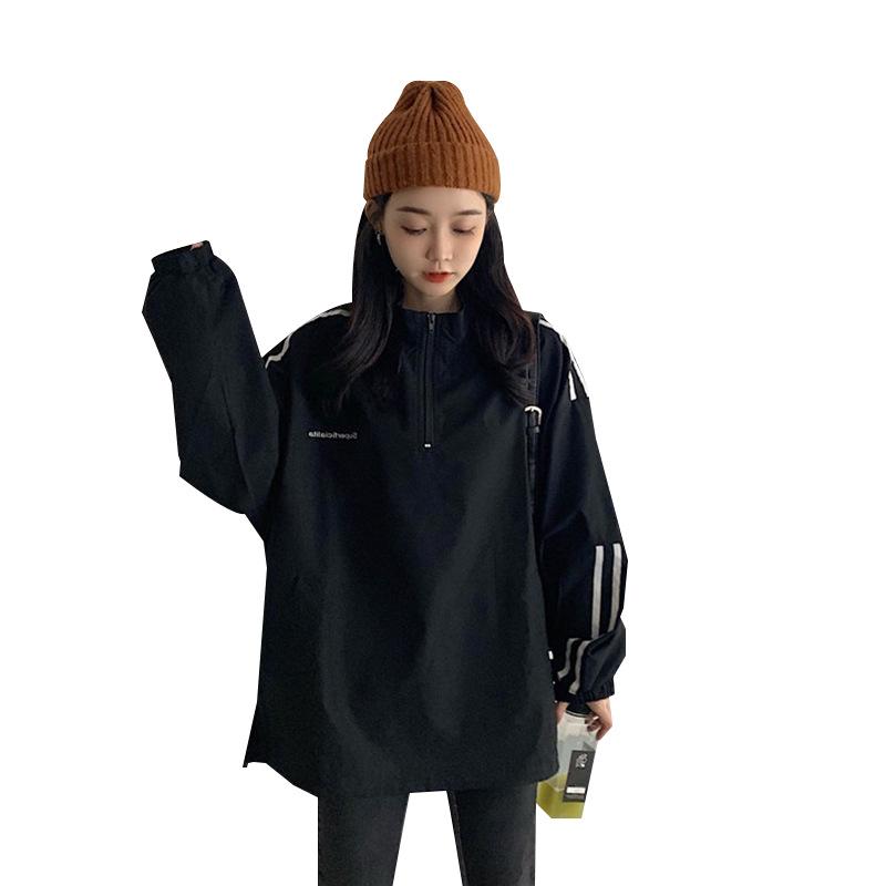 Zip Sweatshirt Women's Plus Size Spring Autumn Striped Long Sleeve Top