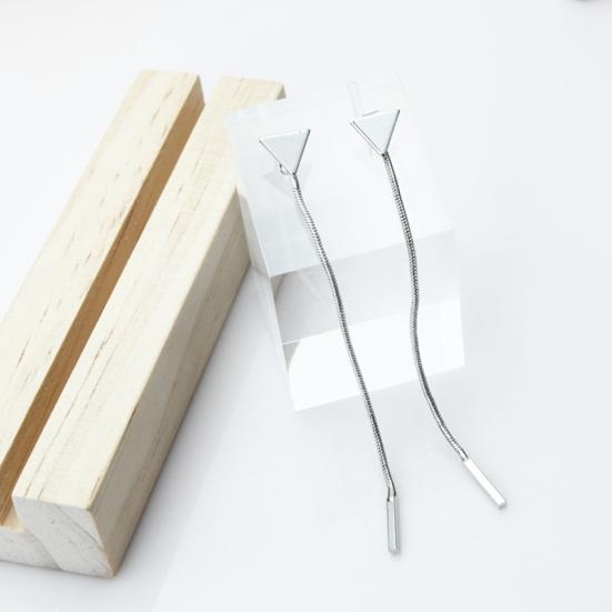 Women Geometric Triangle Stud Earrings Long Tassel Party Jewelry Gift