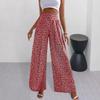 Женские повседневные брюки, эластичные, с высокой талией, прямые, широкие брюки с цветочным принтом, свободный крой, повседневные брюки для повседневной носки