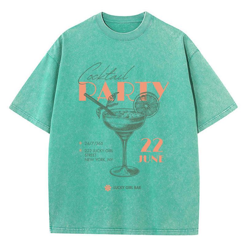 Cocktail Made With Orange Juice Printed Washed TShirt Women Cotton Tops Street Distressed ONeck T Shirt Summer Woman Clothes