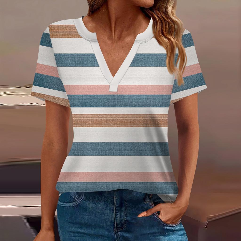 Women's T Shirt Tee Printed Short Sleeve Daily Weekend Fashion Basic V Neck Regular Top