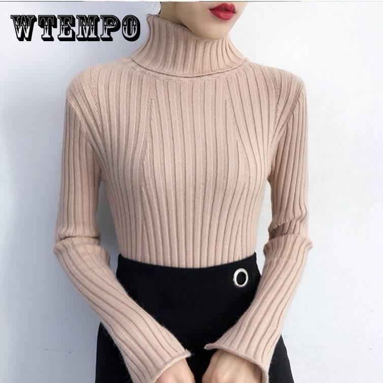 Autumn and Winter Turtleneck Sweater Women's Knit Bottoming Shirt Slim Inside Long Sleeves