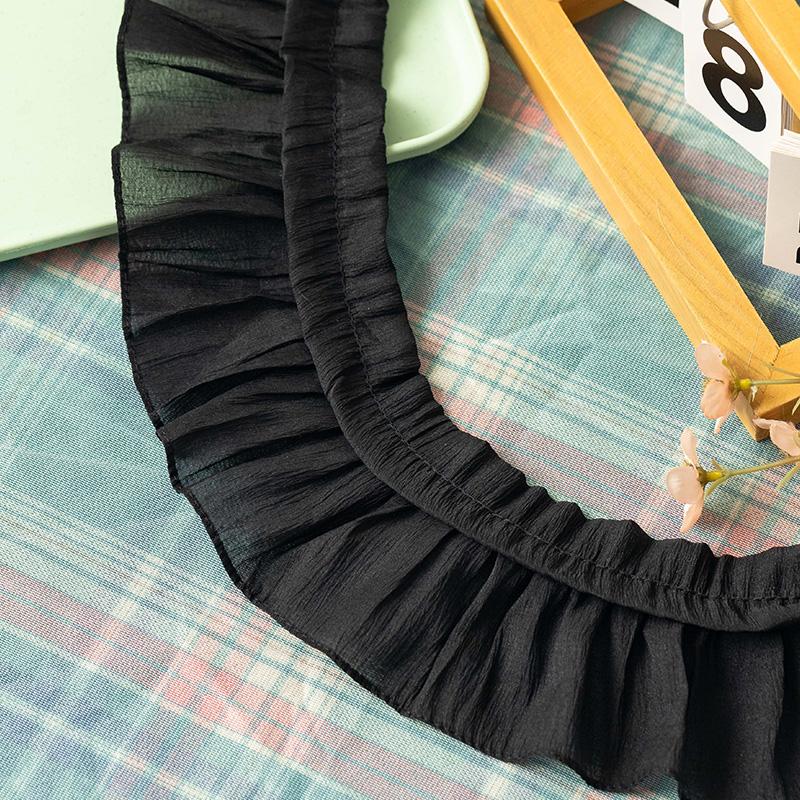 2meters/Lot Pleated Lace Fabric For Sewing Needlework Accessories Clothing Diy Crafts Supplies Skirts Fringe Ribbons Trimming