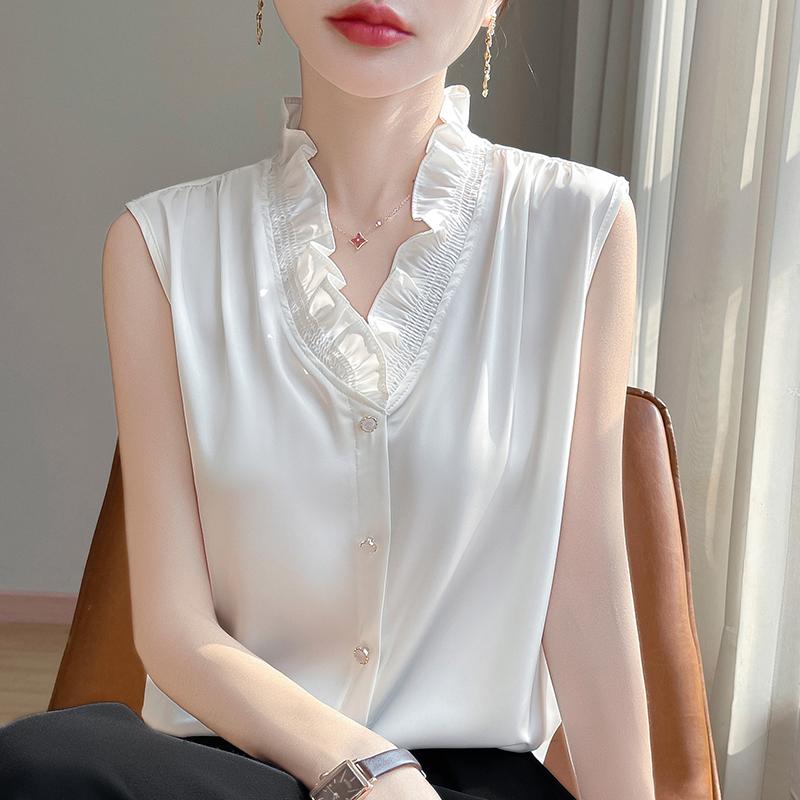 Женская летняя рубашка из шелка тутового шелкопряда, 50% шелка, 50% полиэстера, дышащая, легкая, с короткими рукавами, для поездок на работу, повседневная мода