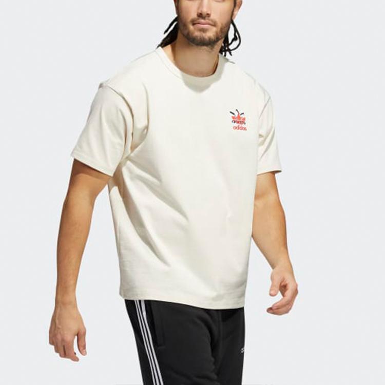 Adidas Футболка Originals Trefoil Casual Breathable с круглым вырезом и коротким рукавом для мужчин, белые H62577