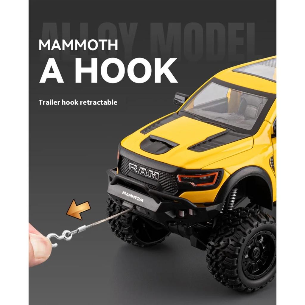 1/24 Сплав Литой Под Давлением Модель Грузовика Dodge Mammoth Симуляция Звука и Света Детская Игрушечная Машинка Подарок на День Рождения Мальчика Коллекция Украшений
