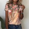 Summer Floral and Plant Patterns 3D Printed Women's Round Neck Short Sleeved T-shirt