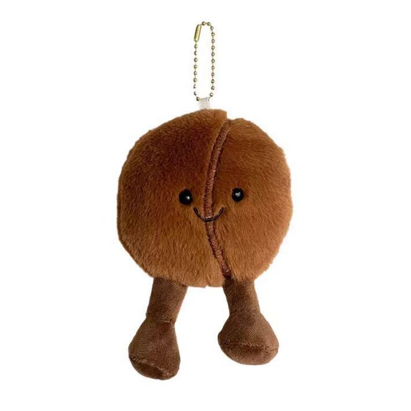 Simulated Coffee Bean Plushies Keychain Soft Doll Brown Coffee Food With Foot Plush Pendant Toys Home Decor Xmas Gifts Girl