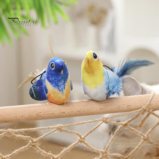 Интерактивная игрушка для кошек «щебечущая птица», реалистичная плюшевая птица с перьями, активируемая прикосновением, игрушка для котят с реалистичным щебечущим звуком для домашних кошек, успокаивает