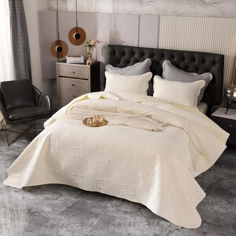 Solid Color Bedspread High Quality Fancy Sewing Blanket Luxury Nordic Decorative Bed Cover Single Double King Size Coverlet