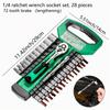 1/4 Inch Ratchet Socket Wrench Set, Mechanical Tool Kit, and Reversible Ratchet Handle with Quick Release and Extension Rod
