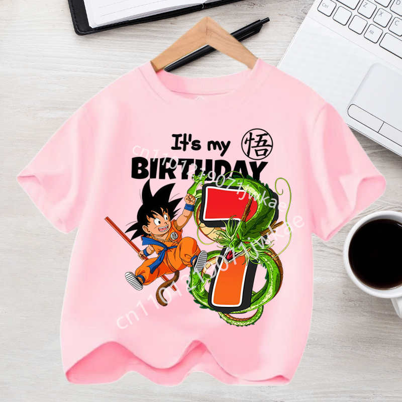 Boy Girl Clothes Anime Short Sleeve Kids White Loose Gift Dragon Ball Goku T-shirt Cotton for Children Birthday Figure Tee Top